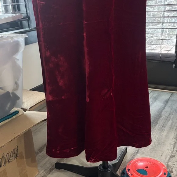 Eileen Fisher Velvet Maxi Skirt in Deep Red - Picture 3 of 4